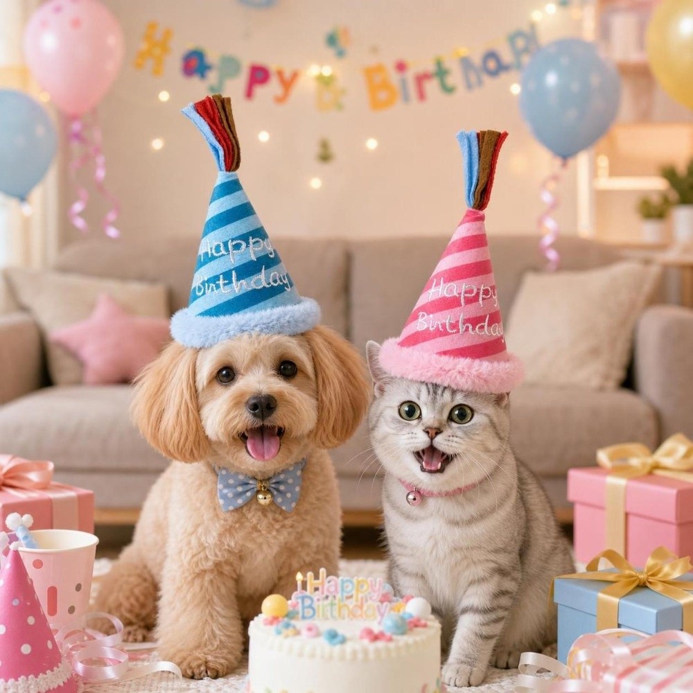 Party Hat Cone - Cappello di Compleanno Regolabile per Animali