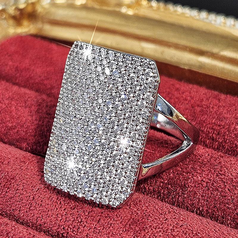 Event Suppliers - Huitan Anello geometrico scintillante da donna
