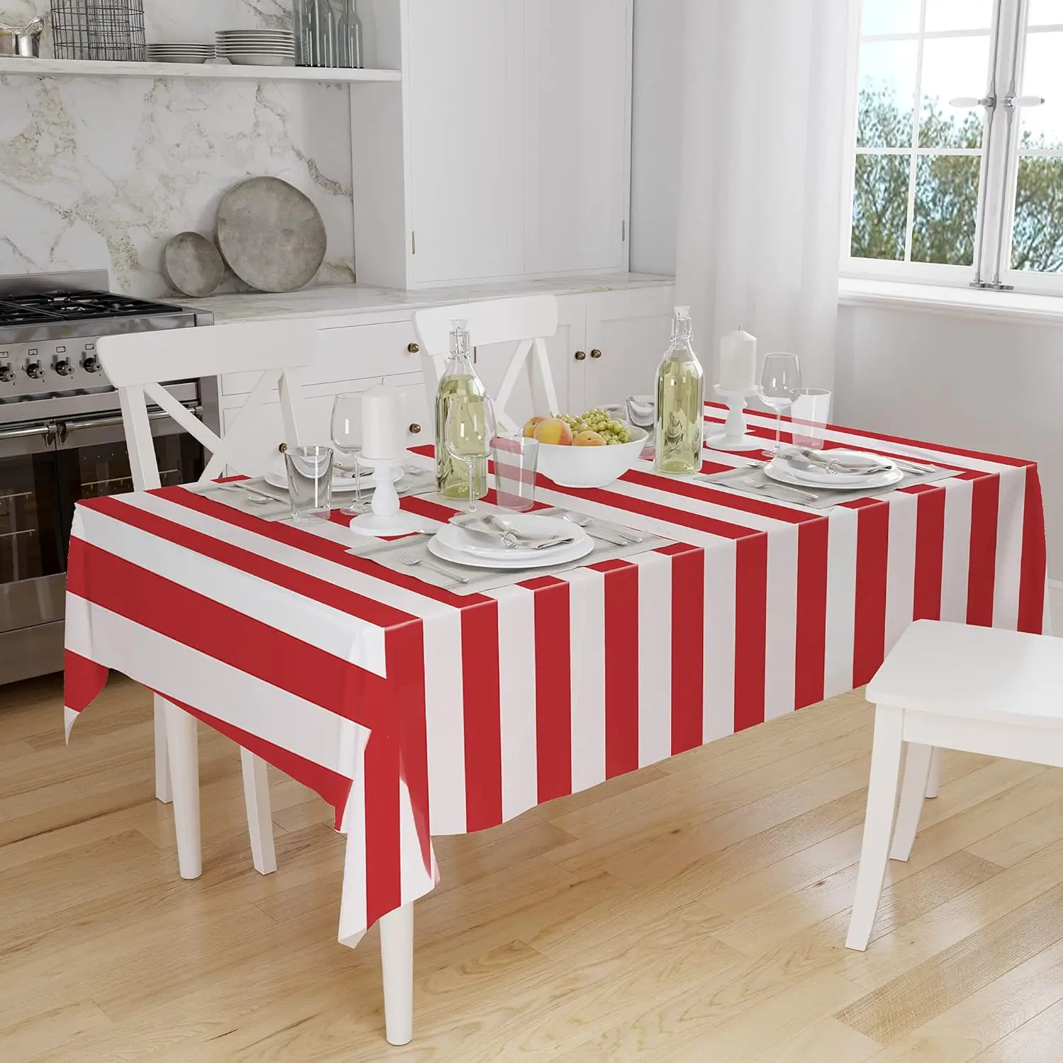 Table Cloth Disposable - 1/2/3 pz. Tovaglia a righe rosse